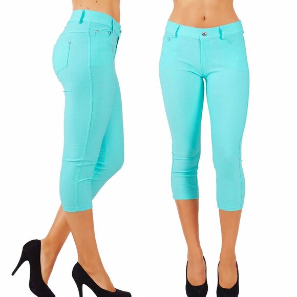 Yelete Pants - Jean Look Cotton Blend Jeggings Tights Slimming